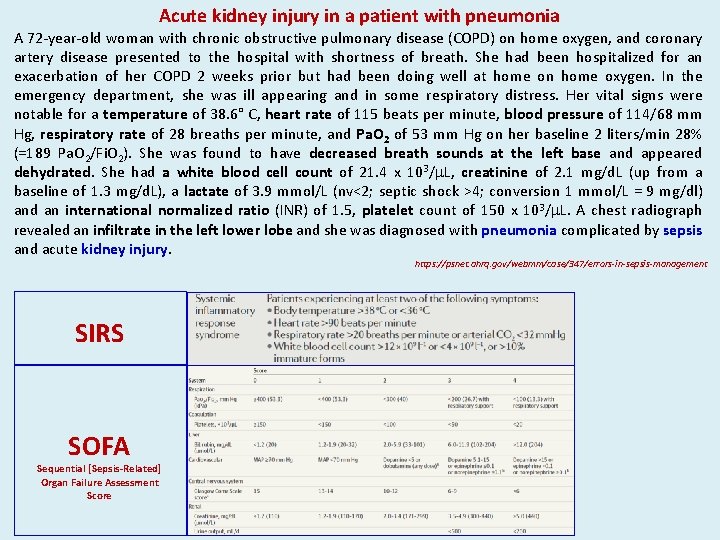 Acute kidney injury in a patient with pneumonia A 72 -year-old woman with chronic