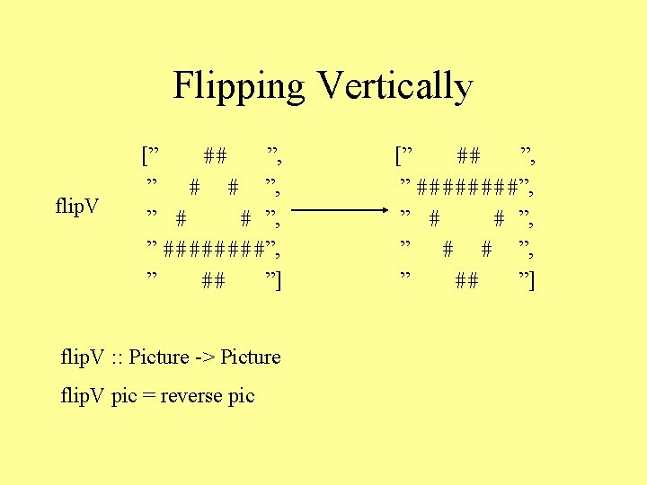 Flipping Vertically flip. V [” ## ”, ” ####”, ” ## ”] flip. V