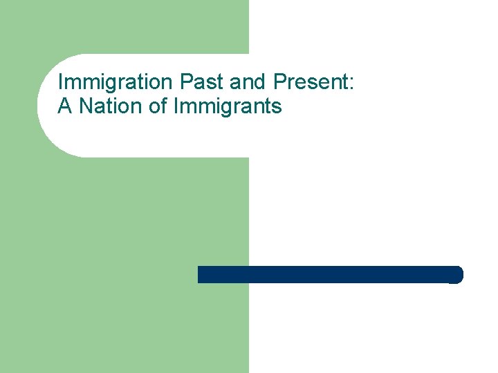 Immigration Past and Present: A Nation of Immigrants 