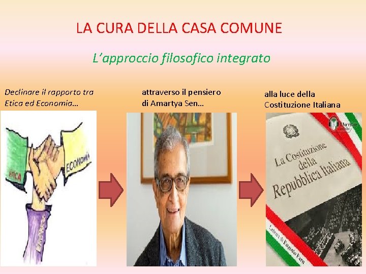 LA CURA DELLA CASA COMUNE L’approccio filosofico integrato Declinare il rapporto tra Etica ed