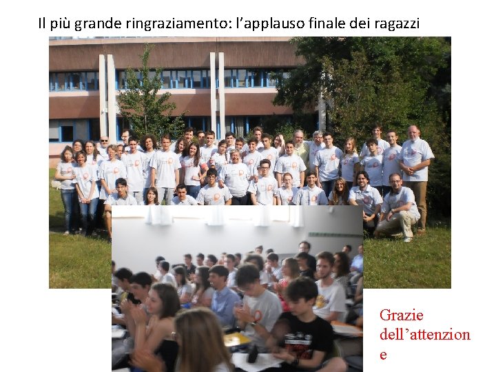 Il più grande ringraziamento: l’applauso finale dei ragazzi Grazie dell’attenzion e 