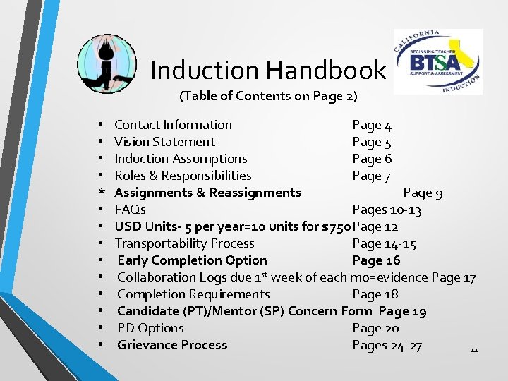 Induction Handbook (Table of Contents on Page 2) • • * • • •