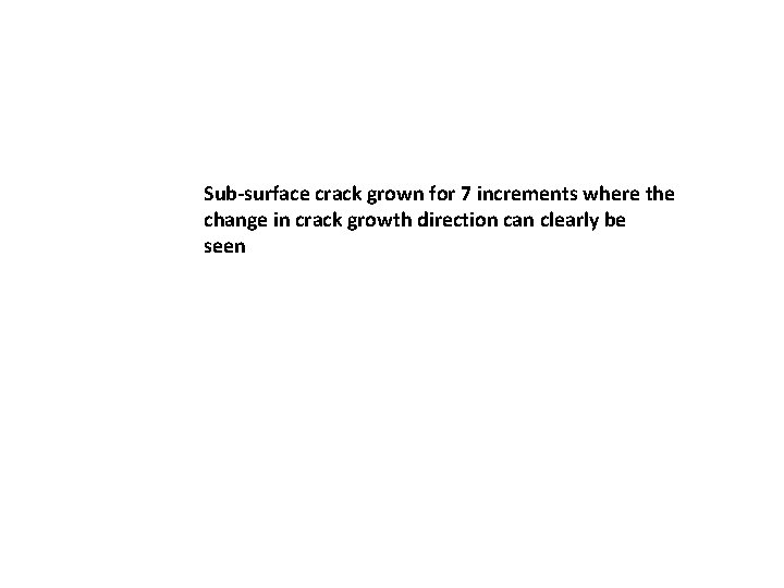 Sub-surface crack grown for 7 increments where the change in crack growth direction can