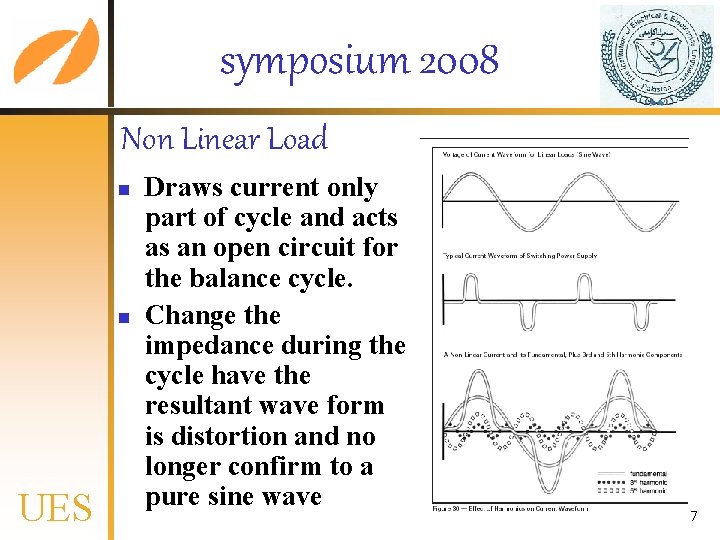 symposium 2008 Non Linear Load n n UES Draws current only part of cycle
