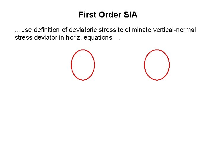 First Order SIA …use definition of deviatoric stress to eliminate vertical-normal stress deviator in First Order SIA …use definition of deviatoric stress to eliminate vertical-normal stress deviator in