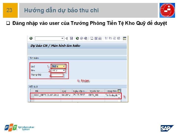 23 Hướng dẫn dự báo thu chi q Đăng nhập vào user của Trưởng