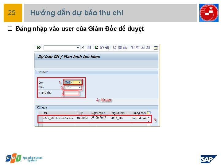 25 Hướng dẫn dự báo thu chi q Đăng nhập vào user của Giám