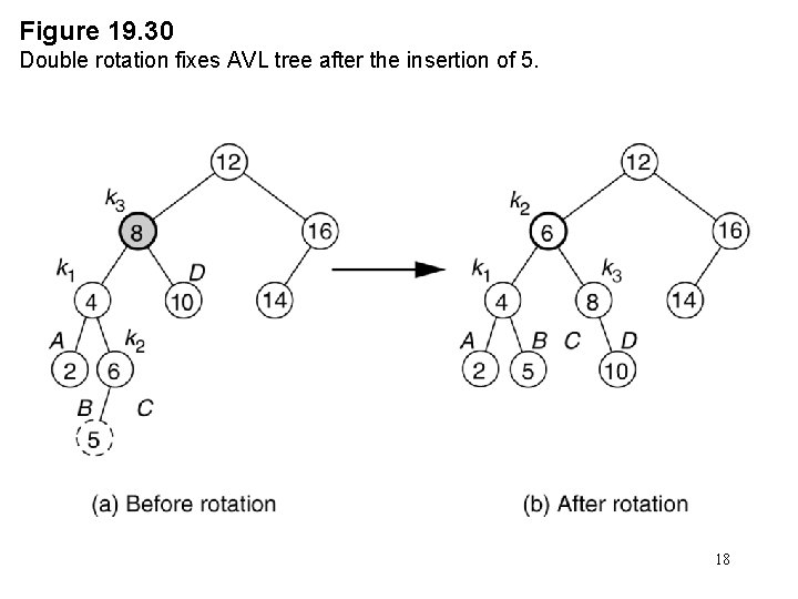 Figure 19. 30 Double rotation fixes AVL tree after the insertion of 5. 18