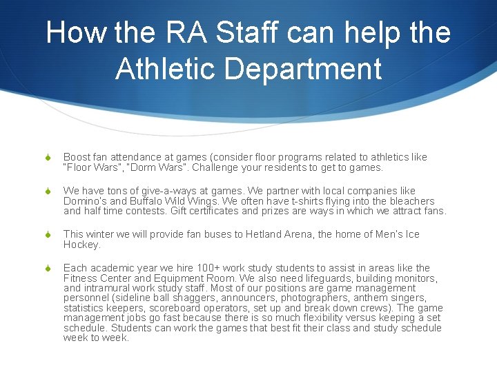 How the RA Staff can help the Athletic Department S Boost fan attendance at