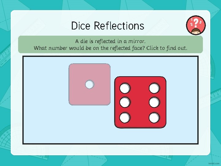 Dice Reflections A die is reflected in a mirror. What number would be on