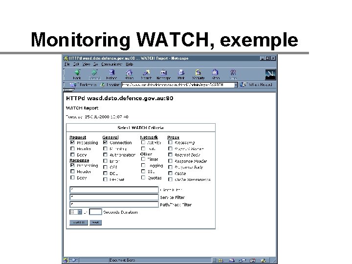 Monitoring WATCH, exemple 