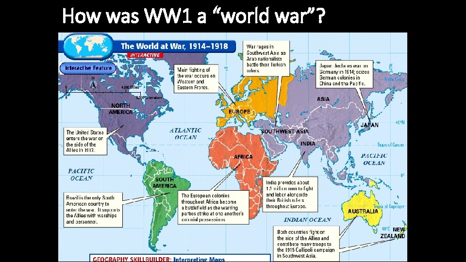 How was WW 1 a “world war”? 