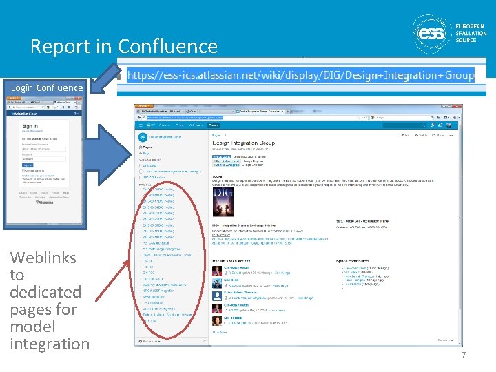 Report in Confluence Login Confluence Weblinks to dedicated pages for model integration 7 
