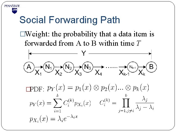 Social Forwarding Path �Weight: the probability that a data item is forwarded from A