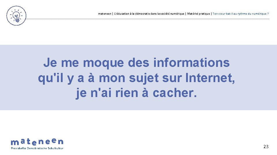 mateneen | L'éducation à la démocratie dans la société numérique | Matériel pratique |