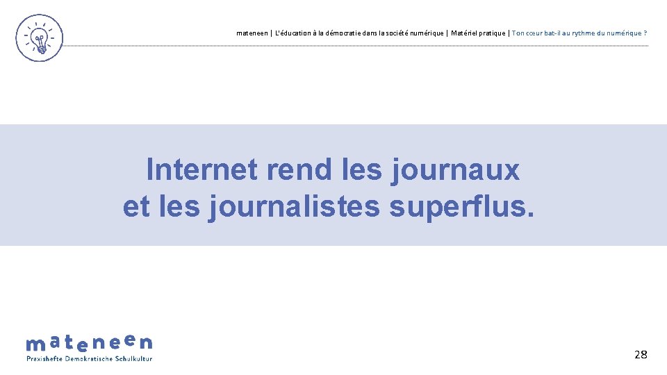 mateneen | L'éducation à la démocratie dans la société numérique | Matériel pratique |