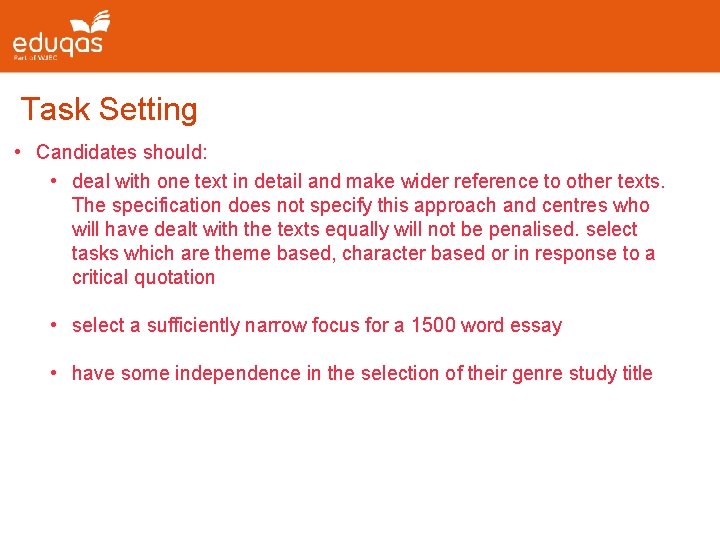 Task Setting • Candidates should: • deal with one text in detail and make