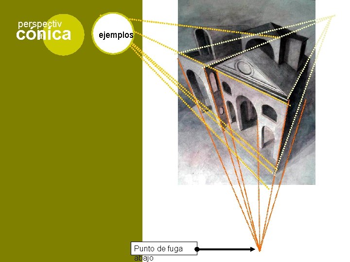 perspectiv a cónica ejemplos Punto de fuga abajo 