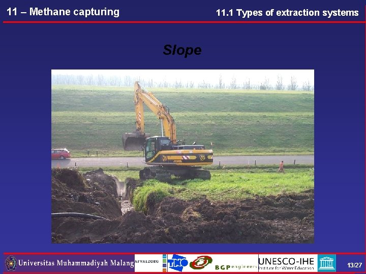 11 – Methane capturing 11. 1 Types of extraction systems Slope 13/27 
