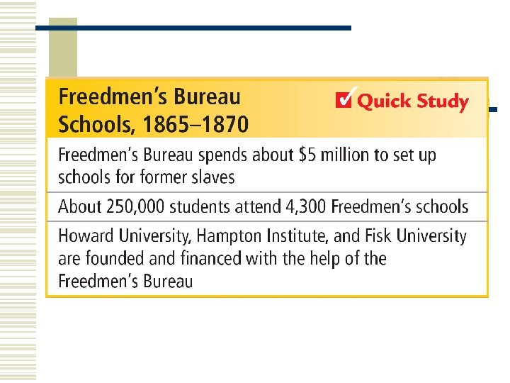 Chapter 8 The Reconstruction Era 1865 1877 Key