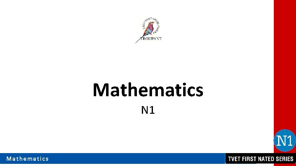 Mathematics N 1 Mathematics 