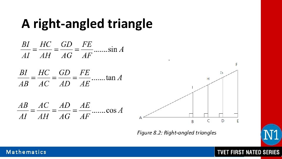 A right-angled triangle Figure 8. 2: Right-angled triangles Mathematics 