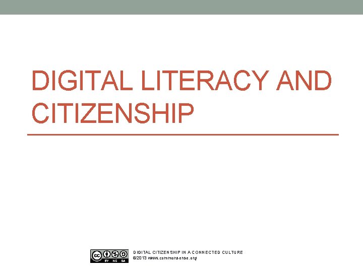 DIGITAL LITERACY AND CITIZENSHIP DIGITAL CITIZENSHIP IN A