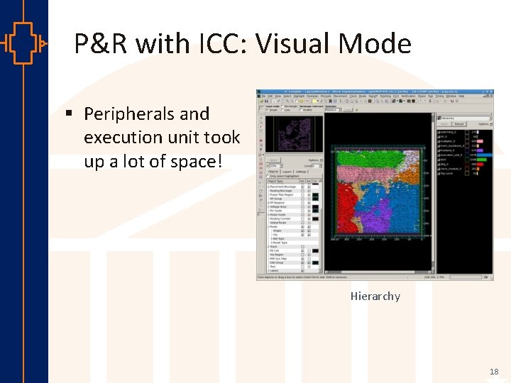 P&R with ICC: Visual Mode § Peripherals and execution unit took up a lot