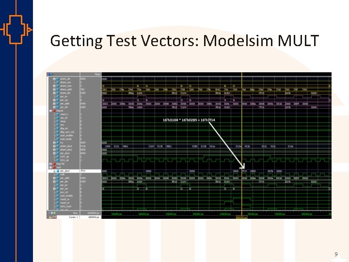Getting Test Vectors: Modelsim MULT st Robu Low er Pow VLSI 9 