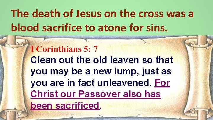 The death of Jesus on the cross was a blood sacrifice to atone for