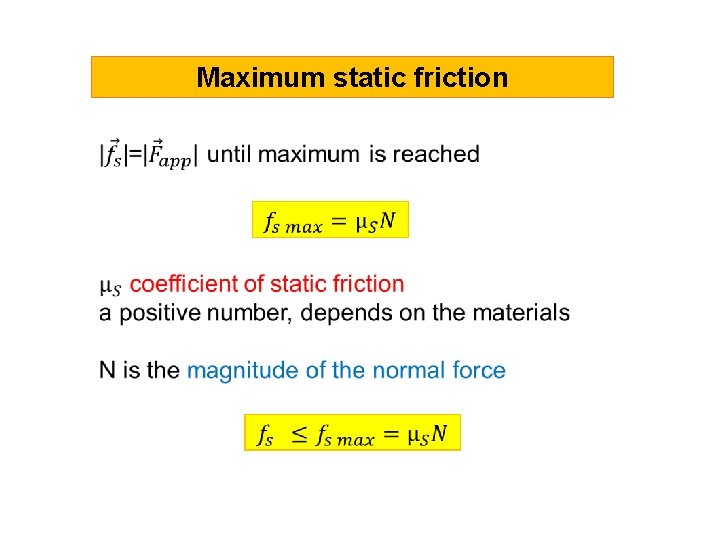 Maximum static friction 