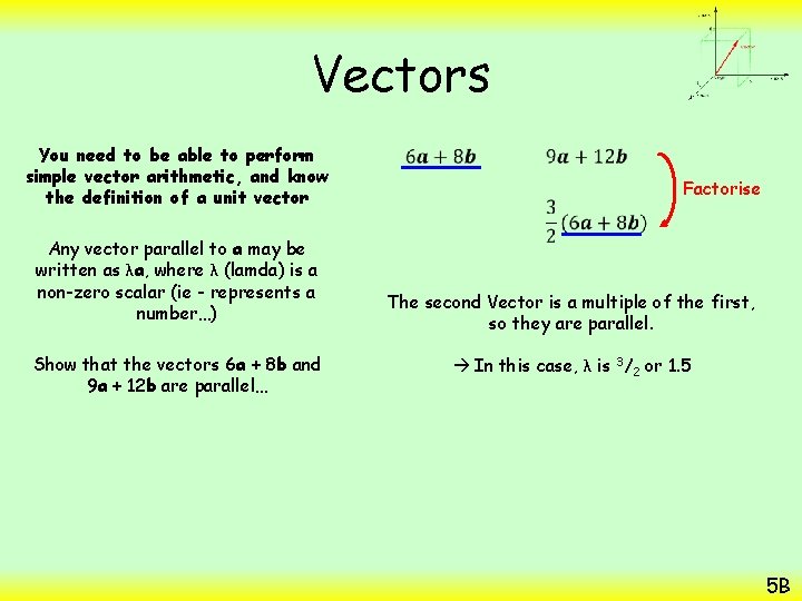 Vectors You need to be able to perform simple vector arithmetic, and know the