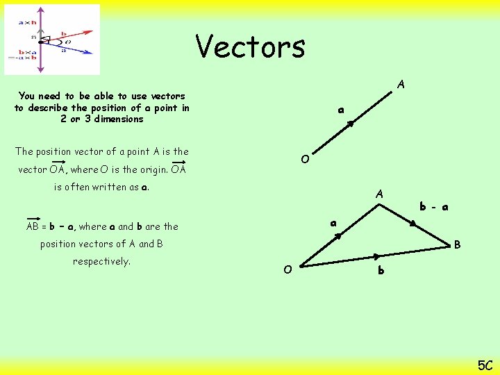 Vectors A You need to be able to use vectors to describe the position