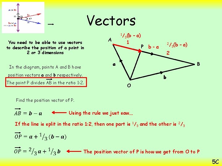 Vectors You need to be able to use vectors to describe the position of