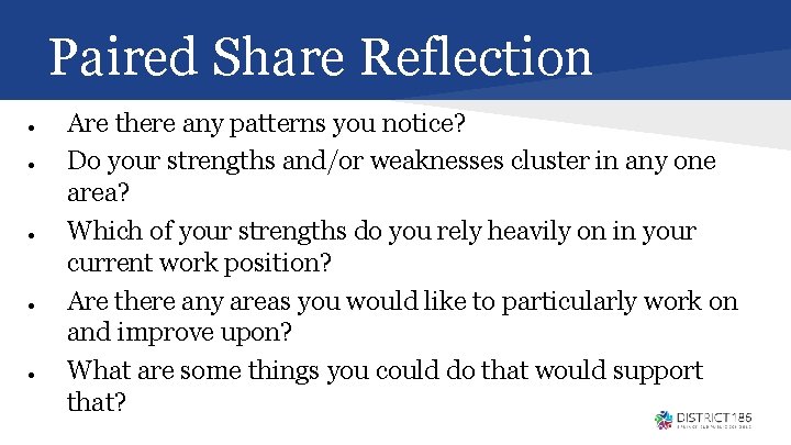 Paired Share Reflection ● ● ● Are there any patterns you notice? Do your