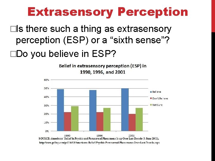 Extrasensory Perception �Is there such a thing as extrasensory perception (ESP) or a “sixth