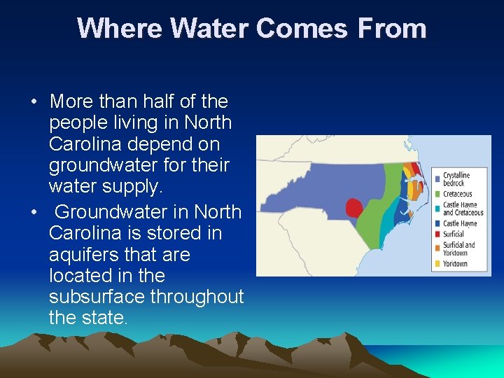 Where Water Comes From • More than half of the people living in North