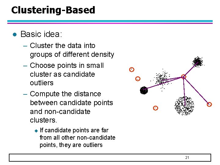 Clustering-Based l Basic idea: – Cluster the data into groups of different density –