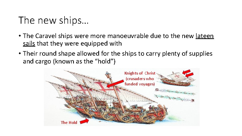 The new ships… • The Caravel ships were more manoeuvrable due to the new The new ships… • The Caravel ships were more manoeuvrable due to the new
