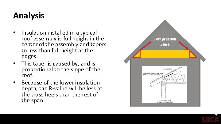 Analysis • Insulation installed in a typical roof assembly is full height in the Analysis • Insulation installed in a typical roof assembly is full height in the