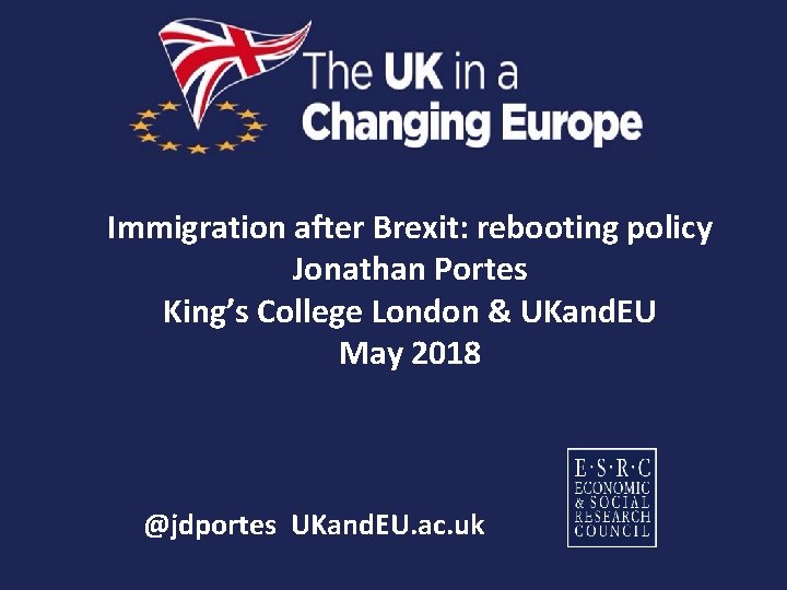 Immigration after Brexit: rebooting policy Jonathan Portes King’s College London & UKand. EU May