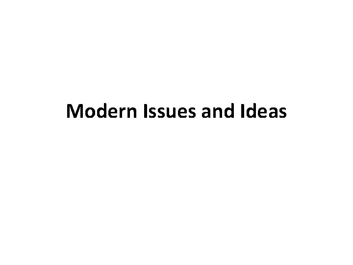 Modern Issues and Ideas 