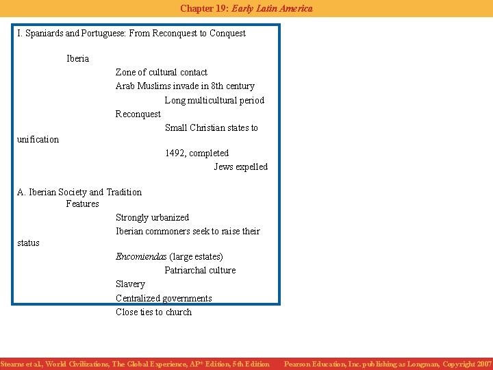 Chapter 19: Early Latin America I. Spaniards and Portuguese: From Reconquest to Conquest Iberia