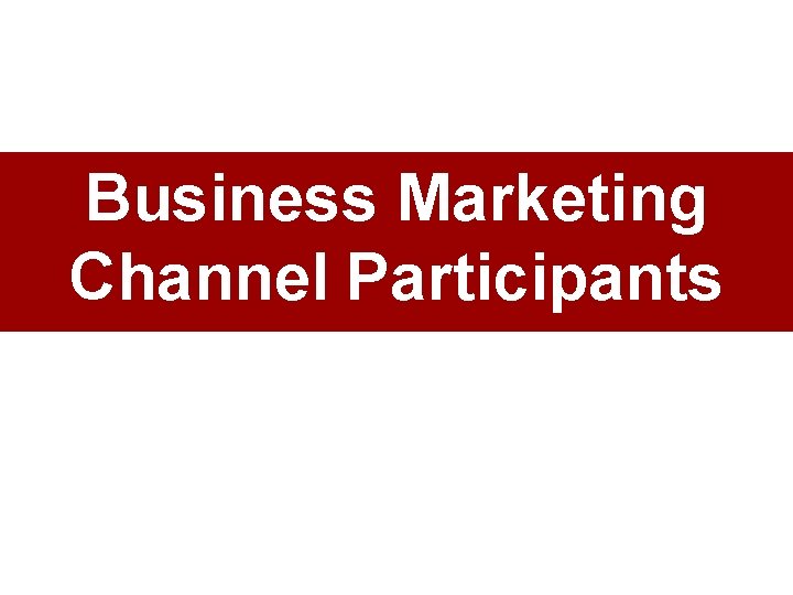 Business Marketing Channel Participants 