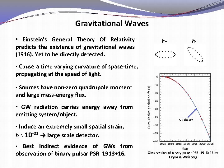 Gravitational Waves • Einstein’s General Theory Of Relativity predicts the existence of gravitational waves