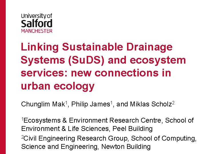 Linking Sustainable Drainage Systems (Su. DS) and ecosystem services: new connections in urban ecology
