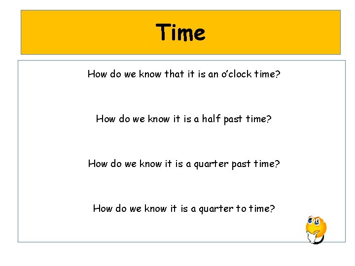 Time How do we know that it is an o’clock time? The minute hand