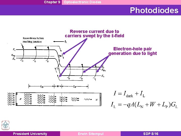 Chapter 9 Optoelectronic Diodes Photodiodes Reverse current due to carriers swept by the E-field