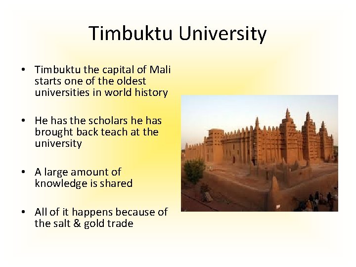 Timbuktu University • Timbuktu the capital of Mali starts one of the oldest universities