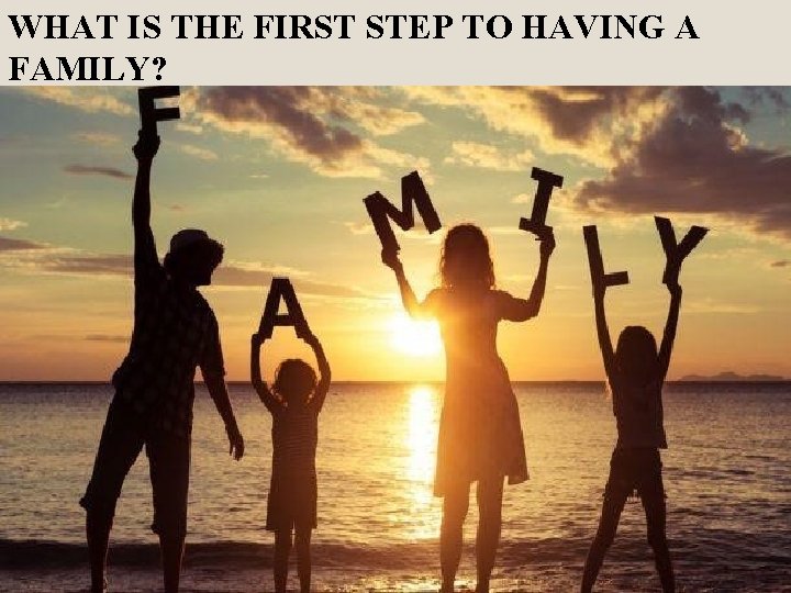 WHAT IS THE FIRST STEP TO HAVING A FAMILY? 